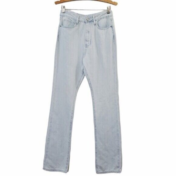 NWT WeWoreWhat The Icon Jeans 2 Light Icy Wash Straight Leg High Rise - Picture 2 of 13